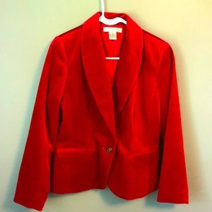 Red velvet blazer